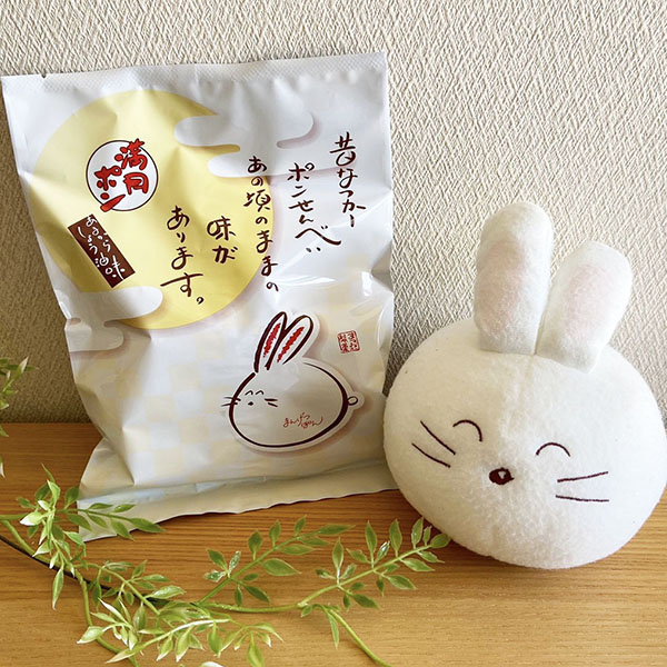 (商品画像) 【ほのぼのうさぎ】 ポンちゃんぬいぐるみ+60ｇ満月ポンセット